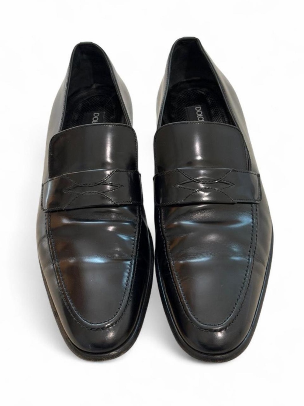 Dolce & Gabbana Black Leather Penny Loafers